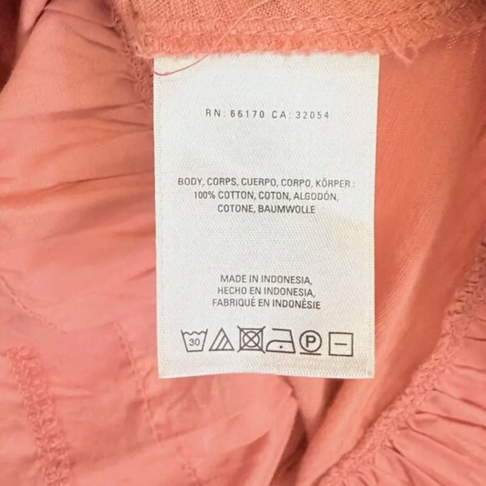 Akemi + Kin Ruffle‎ Hem Top Womens Small Coral Pink Tiered Boho Romantic
